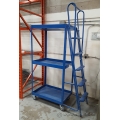 Industrial 5-Step 3-Tier Blue Rolling Product Ladder Cart